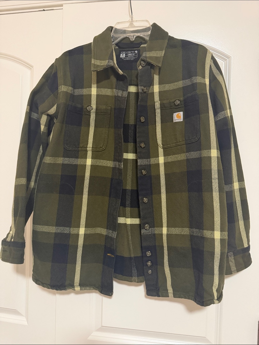 Carhartt Olive, Black & Cream Plaid Lightweight Shirt Jacket